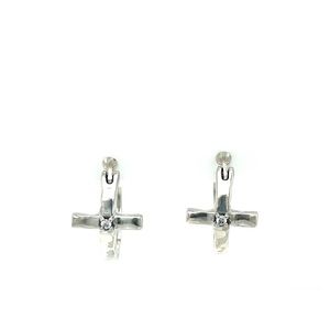 Sterling silver/Swarovski cross huggy earrings